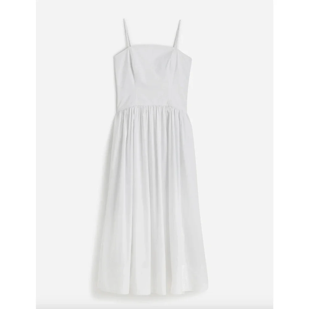Madewell Poplin Seamed Maxi Dress A Line Minimalist Cotton White US 4 NWT - Picture 6 of 14